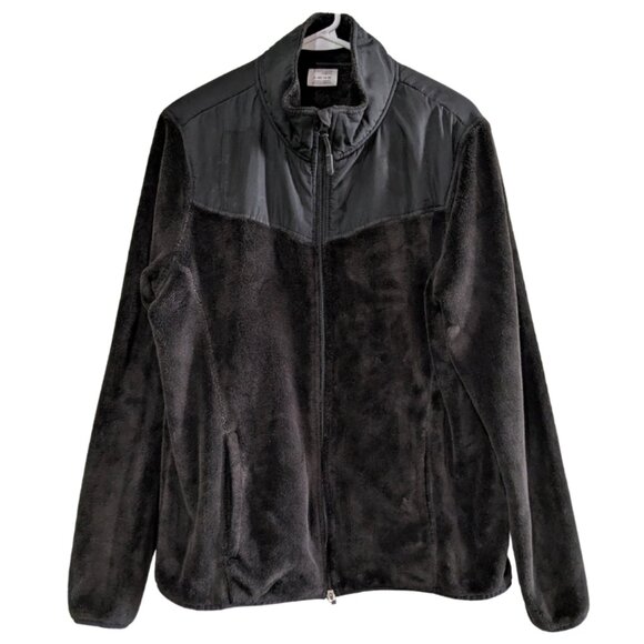 Danskin Now Women's Fleece Jacket, XL 16/18, Black Soot, Zip Front, Long Sleeve - Picture 1 of 16
